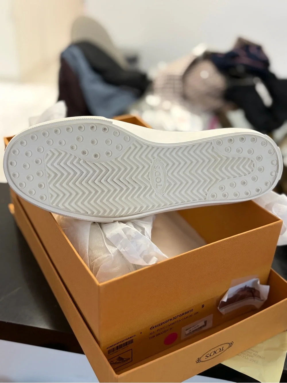Tod's Brown Leather Low-Top Sneaker with White Trim